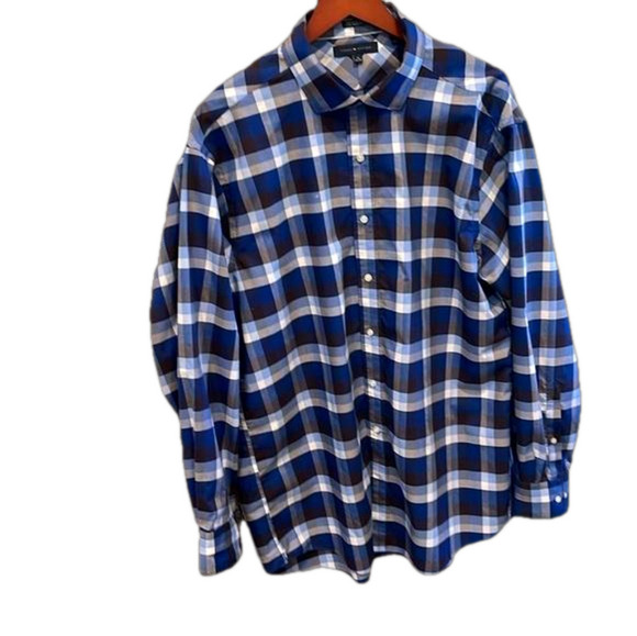 Tommy Hilfiger Sz 18/34  multi checkered long sleeve button down shirt - Picture 1 of 7